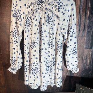 Free People White and Blue Mini Dress